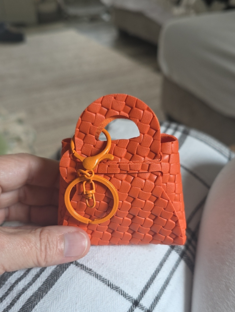 Orange Woven Mini Tote Keychain - Unbranded